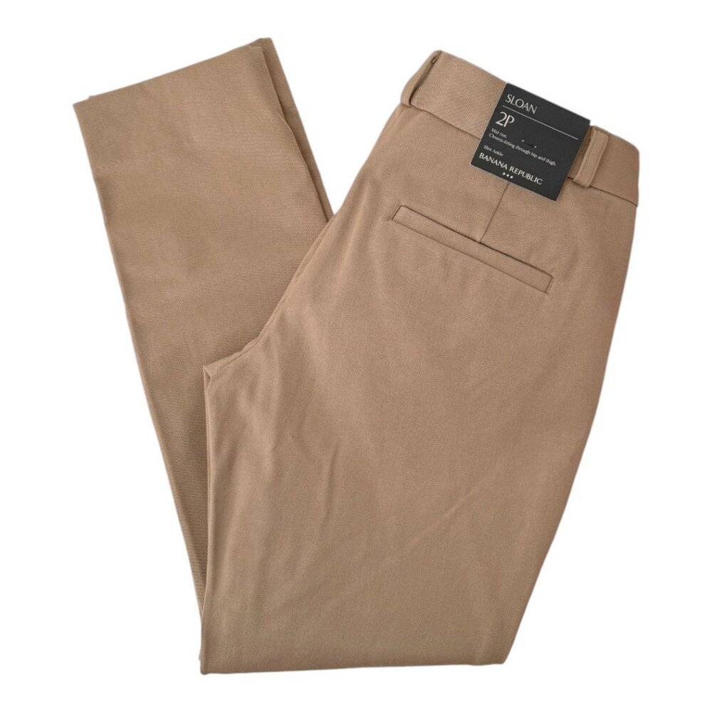 Banana Republic Sloan Dark Camel Slim Ankle Pant 2P NWT - Picture 6 of 10